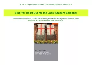 [R.E.A.D] Sing Yer Heart Out for the Lads (Student Editions) in format E-PUB