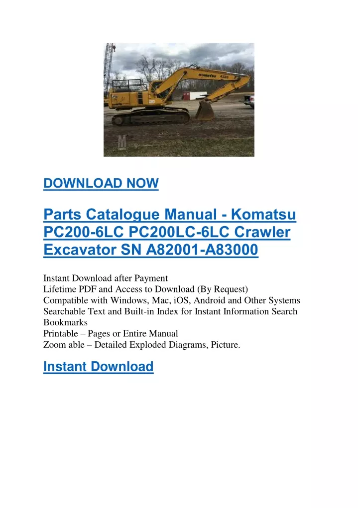 PPT - Komatsu PC200-6LC PC200LC-6LC Crawler Excavator Parts Manual SN ...