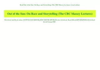 Read Out of the Sun On Race and Storytelling (The CBC Massey Lectures) {read online}
