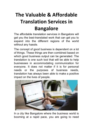 The Valuable & Affordable Translation Services in Bangalore