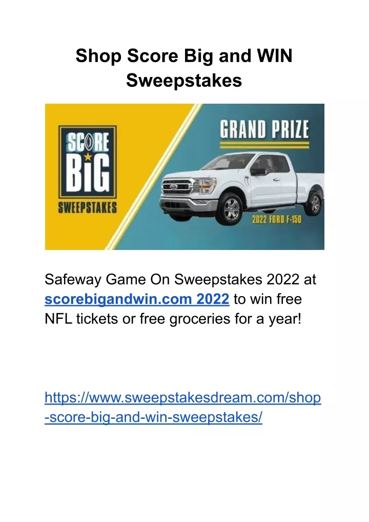 shop score big and win sweepstakes