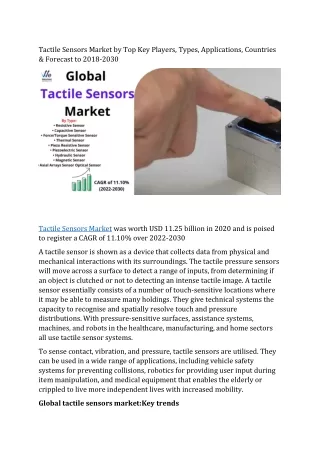 tactile sensors market by top key players types
