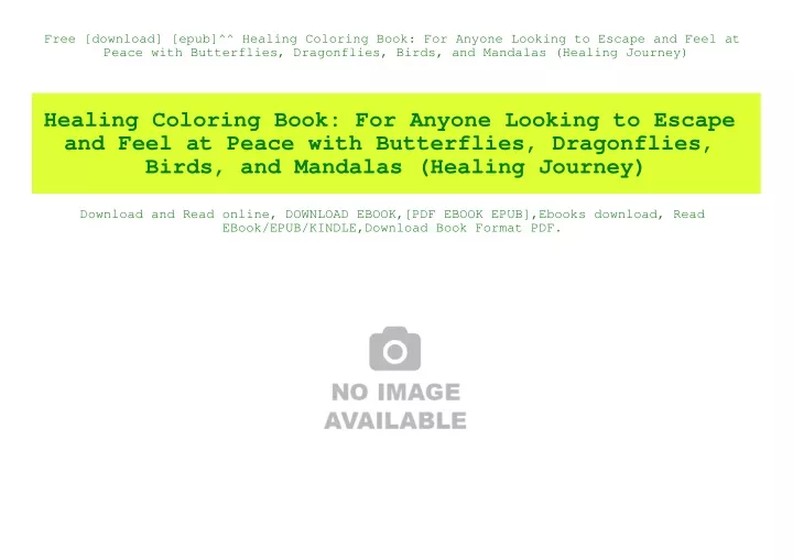 free download epub healing coloring book