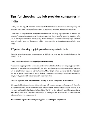 Tips for choosing top job provider companies in India ( Article ) (1)