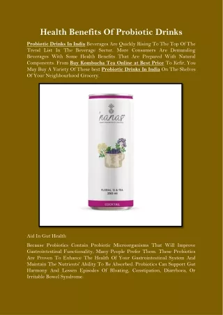 Health Benefits Of Probiotic Drinks