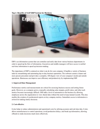 top 6 benefits of sap erp system for business