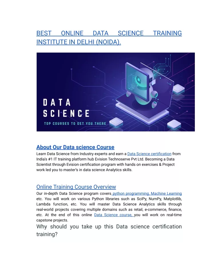 PPT - BEST ONLINE DATA SCIENCE TRAINING INSTITUTE IN DELHI (NOIDA ...