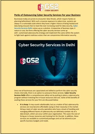 perks of outsourcing cyber security services