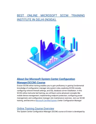 BEST ONLINE MICROSOFT SCCM TRAINING INSTITUTE IN DELHI (NOIDA).