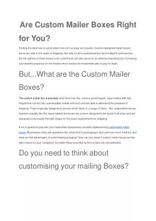 Are Custom Mailer Boxes Right for You