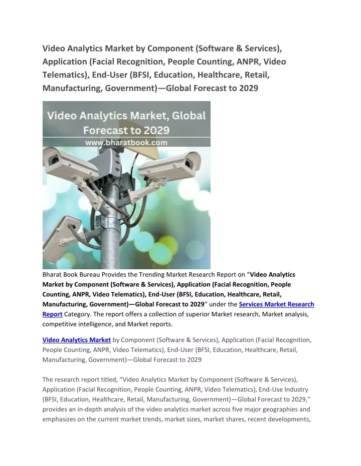 video analytics market by component software