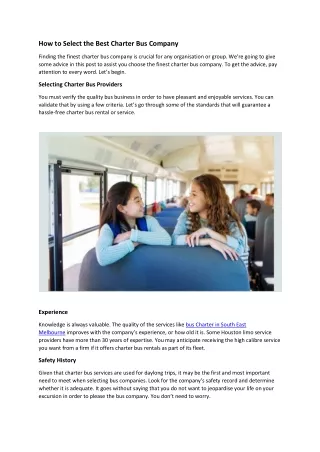 How to Select the Best Charter Bus Company