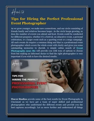 Tips for Hiring the Perfect Professional Event Photographer