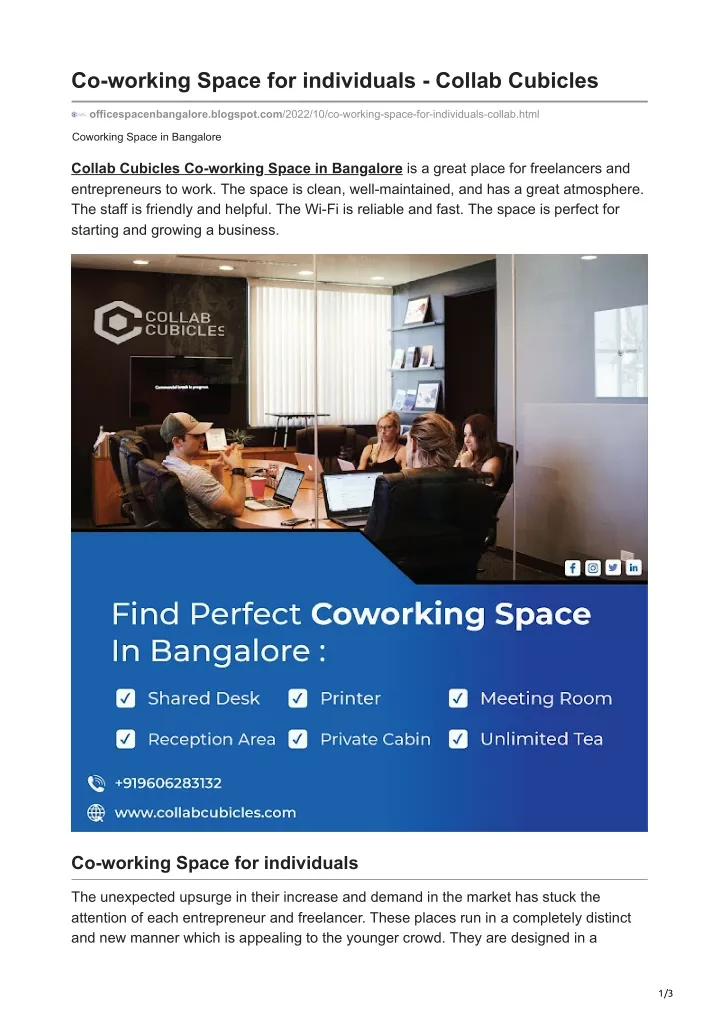 co working space for individuals collab cubicles