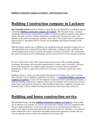 Building Construction Company in Lucknow