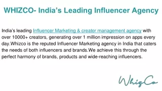 WHIZCO - Influencer  Marketing Agency in India