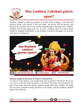 has goddess lakshmi gotten upset