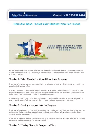 here are ways to get your student visa for france