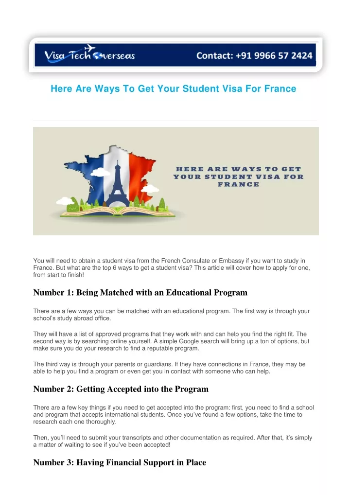 here are ways to get your student visa for france