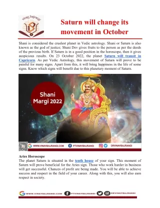saturn will change its movement in october