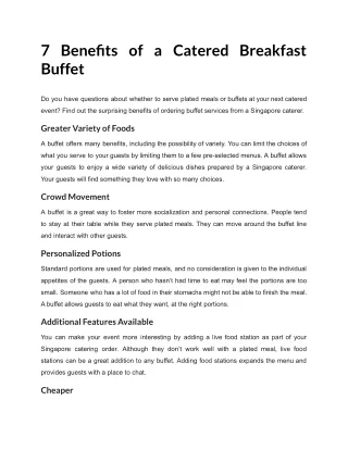 7 Benefits of a Catered Breakfast Buffet