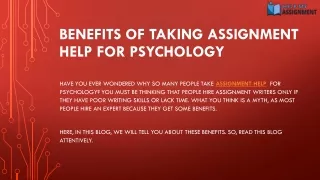 Benefits Of Taking Assignment Help For Psychology