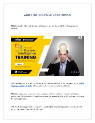what is the role of msbi online training what