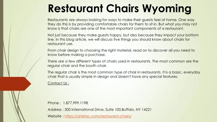 restaurant chairs wyoming