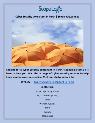 Cyber Security Consultant In Perth | Scopelogic.com.au