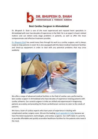 Best Cardiac Surgeon in Ahmedabad