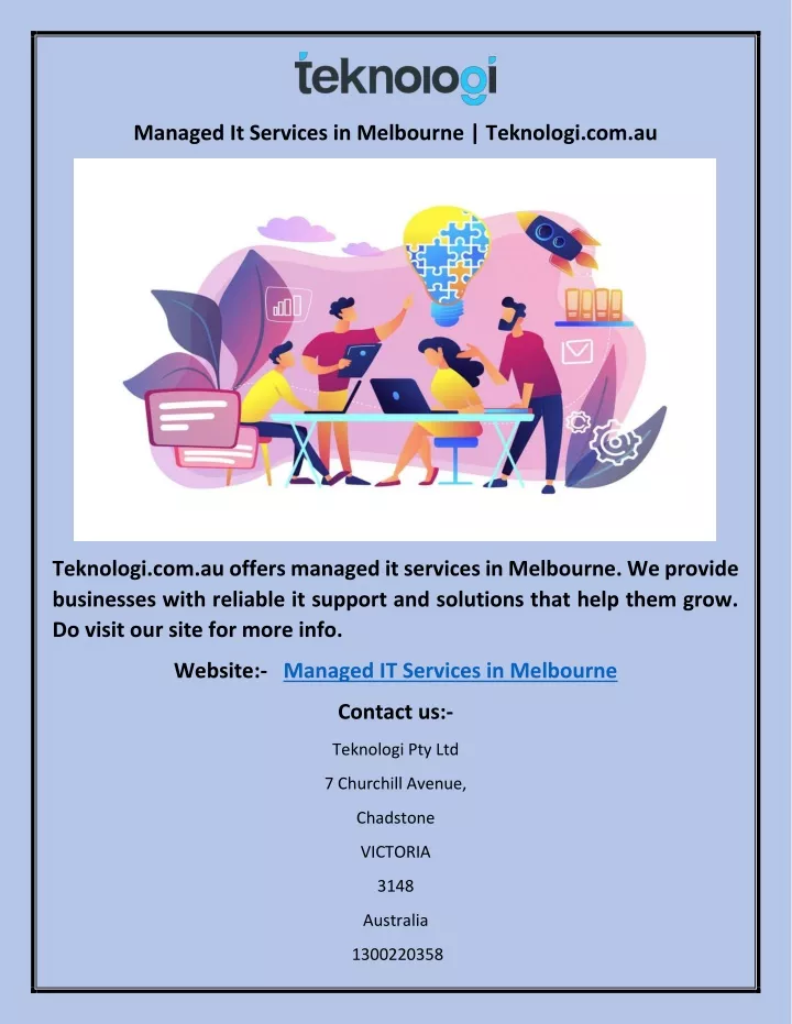 managed it services in melbourne teknologi com au