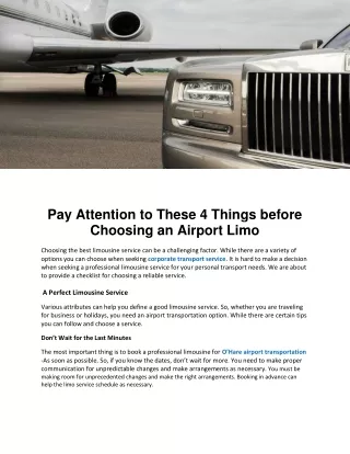 Pay Attention to These 4 Things before Choosing an Airport Limo