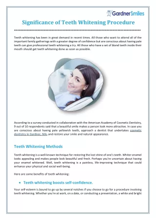 significance of teeth whitening procedure