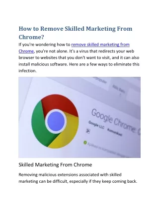 How to Remove Skilled Marketing From Chrome?