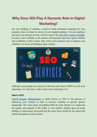 why does seo play a dynamic role in digital