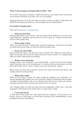 what are the advantages of sleeping without