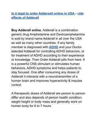 Is it legal to order Addereall online in USA - side effects of Adderall