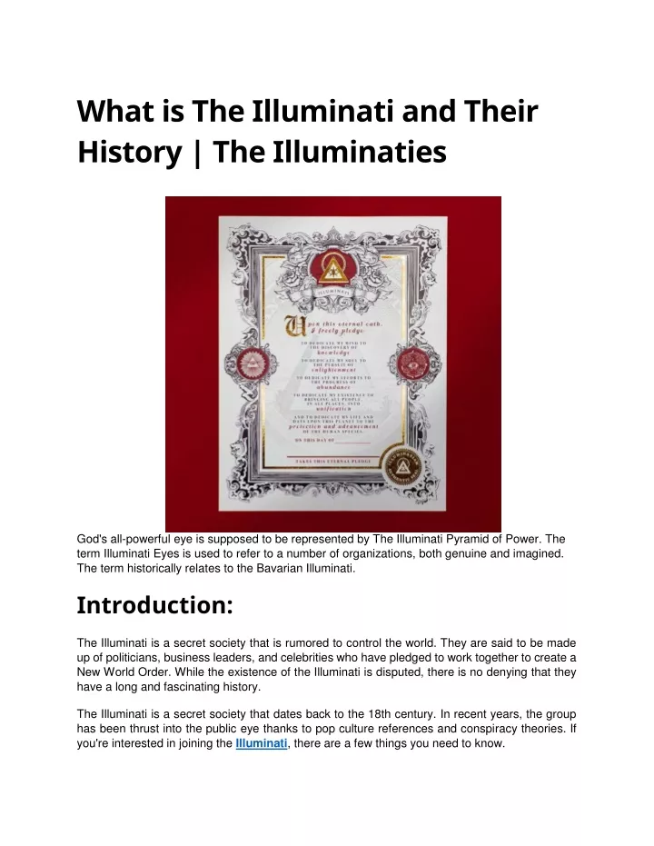 what is the illuminati and their history