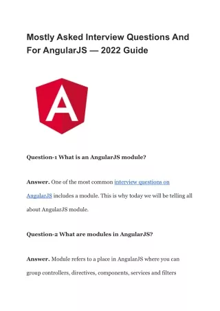 Mostly Asked Interview Questions And For AngularJS — 2022 Guide