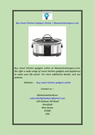 Buy Smart Kitchen Gadgets Online Myautomationguru.com