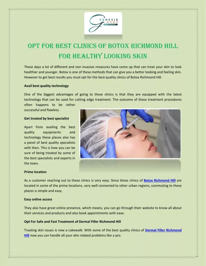 opt for best clinics of botox richmond hill