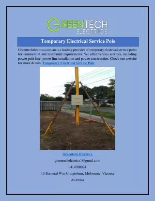 Temporary Electrical Service Pole Greentechelectrics.com