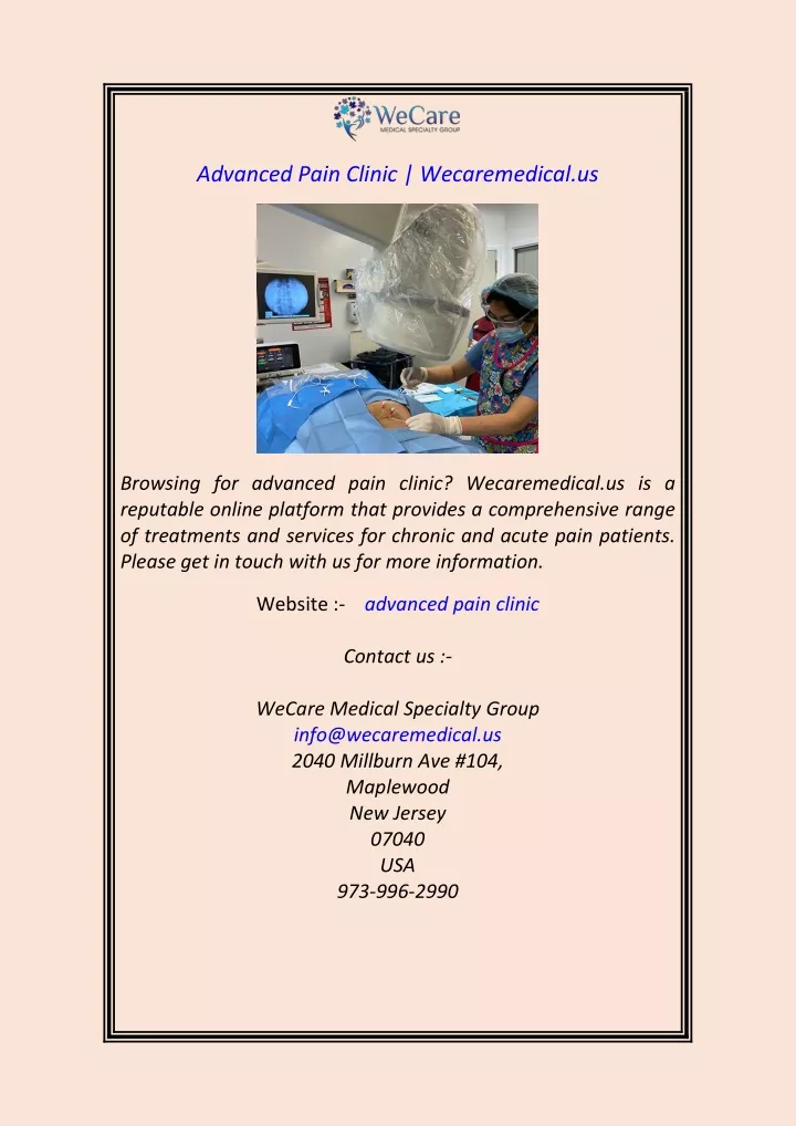 advanced pain clinic wecaremedical us