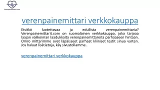 verenpainemittari verkkokauppa  Verenpainemittarit.com