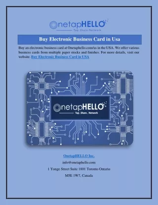 Buy Electronic Business Card in Usa  Onetaphello.com us