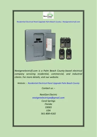 Residential Electrical Panel Upgrade Palm Beach County  Nextgenelectricfl.com