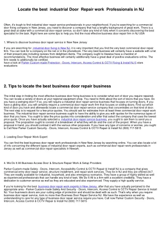 Find  the most effective  business Door  Repair service  Specialists in New Jersey