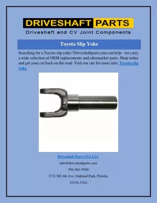 Toyota Slip Yoke  Driveshaftparts