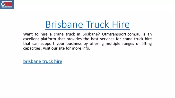 brisbane truck hire