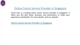 online casino service provider in singapore